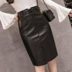 Straight-fit Faux Leather Skirt