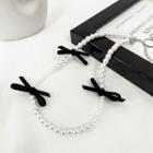Bow Faux Pearl Choker Pearl White - One Size