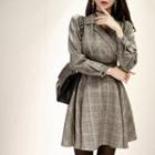 Tie-waist Glen Plaid A-line Dress