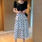 Dot Mock Two-piece Short-sleeve Dress