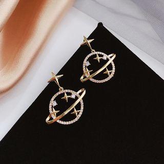 Rhinestone Planet Drop Earring 1 Pair - One Size
