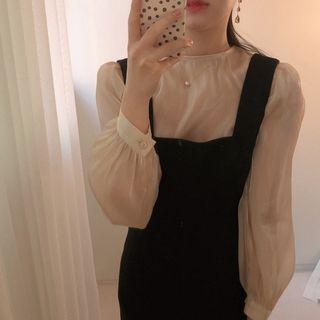 See-through Top / Midi Pinafore Dress