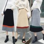 High-waist Color-block A-line Skirt