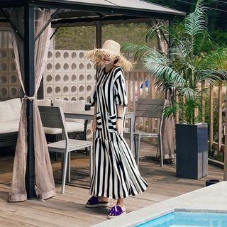 Pocket-detail Striped T-shirt Dress