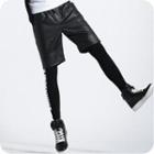 Drawstring-waist Faux-leather Shorts
