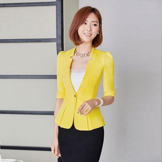 Set: Elbow-sleeve Blazer + Camisole + Skirt / Boot Cut Pants