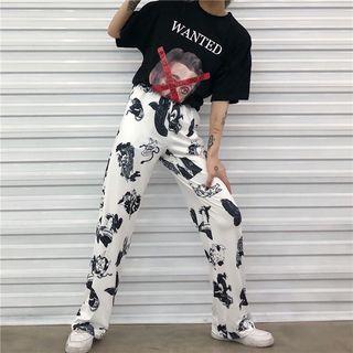 Printed Straight-fit Pants