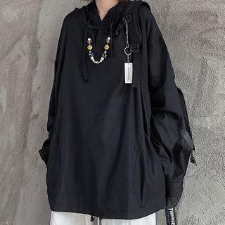 Drawstring-hem Hooded Long-sleeve T-shirt