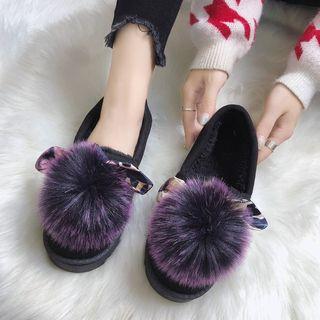 Fleece-lined Pompom Flats