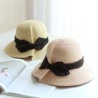Bow Accent Foldable Straw Hat