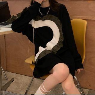 Ruffle Sweatshirt Black - One Size