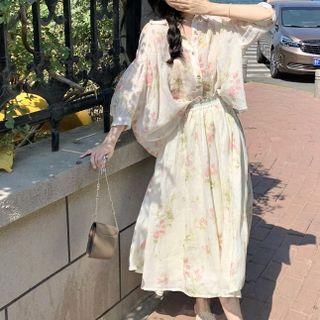 Puff-sleeve Loose-fit Blouse / A-line Skirt