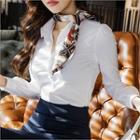 Long-sleeve Shirt With Patterned Scarf