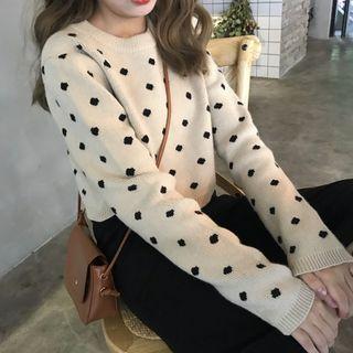 Polka Dot Knit Copped Sweater