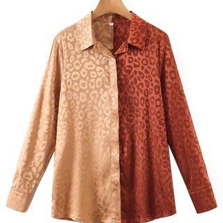 Leopard Print Two-tone Shirt