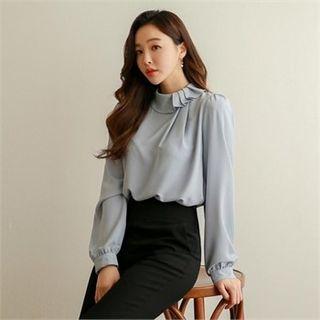 Pleated-neck Blouse