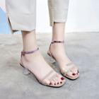 Square-toe Chunky Heel Ankle Strap Sandals