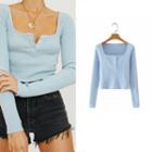 Ribbed Knit Top Blue - One Size