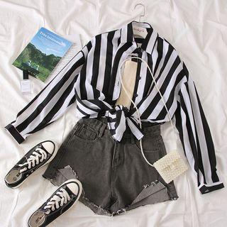 Loose-fit Striped Shirt Stripe - One Size