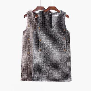 Sleeveless Double-breasted Houndstooth Dress