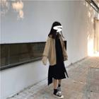 Band Collar Dip Back Long Shirt