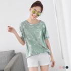 Oversized Floral Drawing Bamboo Cotton Top