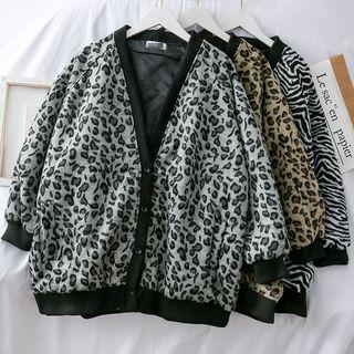 Deep V-neck Loose-fit Cardigan