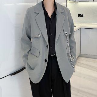 Chain Accent Plain Blazer