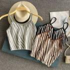 Zebra Pattern Knit Crop Camisole
