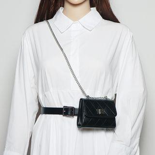 Faux Leather Chain Harness Belt Bag