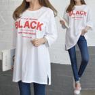 Black Printed Boxy-fit T-shirt Dress