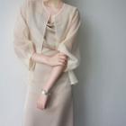 3/4-sleeve Open-front Mesh Jacket