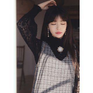 Smocked See-through Lace Top