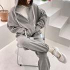 Zip Hoodie & Jogger Pants Sweatsuit Set Gray - One Size
