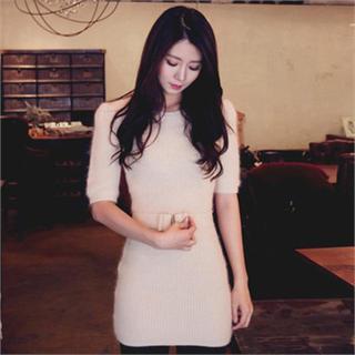 Short-sleeve Dress With Belt