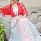 Traditional Chinese Set: Embroidered Top + Maxi Skirt + Sash