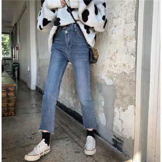 Frayed High-waist Slim-fit Jeans