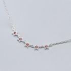925 Sterling Silver Rhinestone Star Pendant Necklace S925 Silver - Silver & Red - One Size