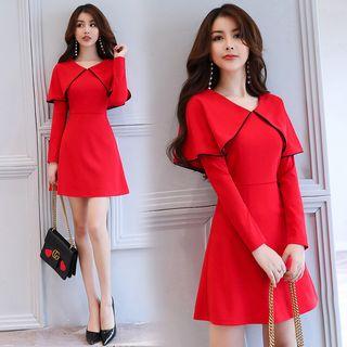 Capelet Long-sleeve A-line Dress