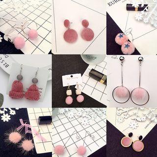 Chenille Bobble / Disc / Mini Beanie Dangle Earring (various Designs)