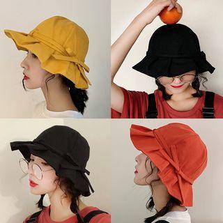 Frilled Bow-accent Bucket Hat