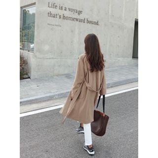 Patch-pocket Wrap Coat With Sash
