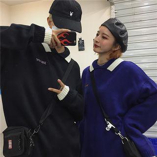 Couple Matching Lettering Collared Sweater