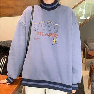 Mock-neck Loose-fit  Printed Sweatshirt
