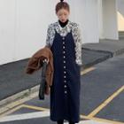 Long-sleeve Floral Shirt / Midi Pinafore Dress