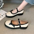 Contrast Trim Bow Mary Jane Shoes
