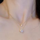 Rhinestone Pendant Layered Alloy Necklace Necklace - Gold - One Size