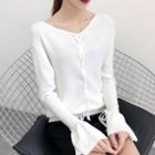 Lace Up Flared-sleeve Knit Top