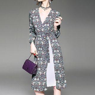 Print Mock Two-piece A-line Dress