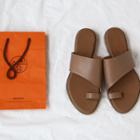 Toe-loop Genuine Leather Slide Sandals